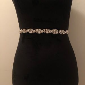 Crystal Bridal belt with changeable ivory ribbon